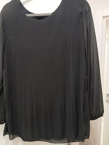 Ženska odeća: Crna plisirana bluza - Elegantna ženska bluza u crnoj boji - Fini — 1