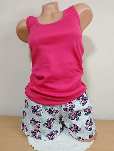 turske pidzame cene: Komplet jednobojna majica na bretele arkljski pamuk prijatan i — 7