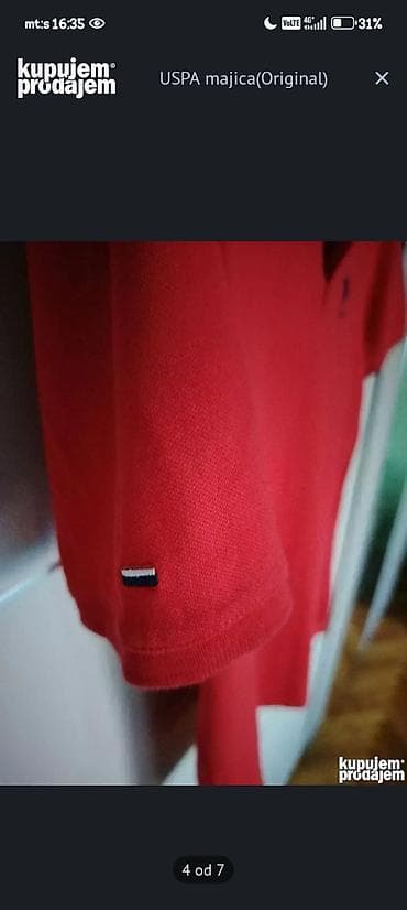Coats and trench coats: Short sleeves T-shirt, M, U.S. Polo Assn, color - Red, Cotton — 4