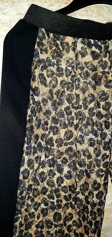 Ženska odeća: Ženske pantalone sa leopard printom - Model: široke nogavice, ravnog — 2