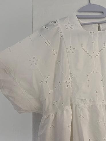 bela haljina sa vezom: Shein Belo pamučno haljina/tunika sa vezom (broderie anglaise) - — 3