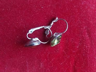 okrugle torbice: Minđuše sa zelenim kristalima - Tip: viseće minđuše sa zatvaračem na — 1