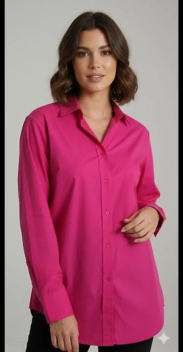 roze starke zenske: Ženska košulja dugih rukava u intenzivno roze (fuksija) boji. Klasičan — 1