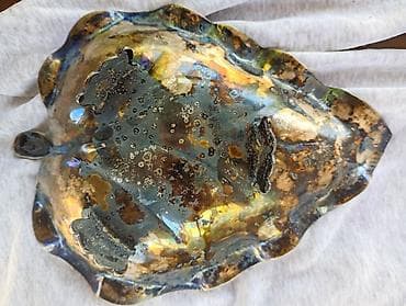 russka: Dekorativni set od metala – tanjir i činija u obliku lista - — 5