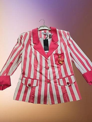 sako posto pamuk: Ženski blejzer sa prugama – roze/belo 36-42 - Klasičan kroj sa — 1