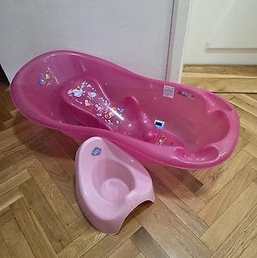 Plumbing: Komplet za bebe – kadica i noša - Roze plastična kadica za kupanje sa — 1