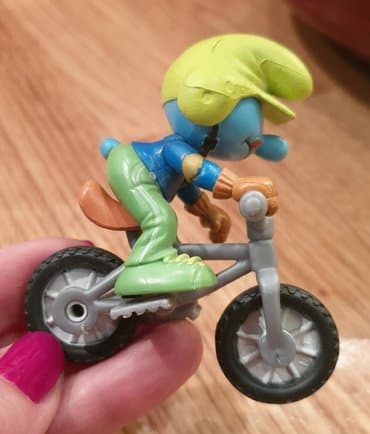 Figurice i makete: STRUMFOVI - PEYO ORIGINAL LAFIG igracka. Strumf na biciklu — 1