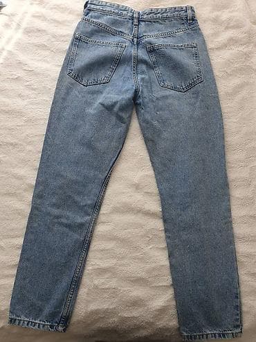 zelene farmerke: Sinsay mom fit farmerke 34. Skoro nove. Struk 34 cm, prepone 28.5 cm — 3