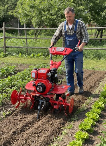 Poljoprivredne mašine: Crvena freza AgroPower sa motorom od 8.0 konjskih snaga. Pogodna je za