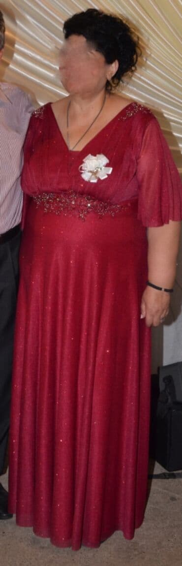 8XL (EU 56), color - Burgundy, Cocktail, Short sleeves