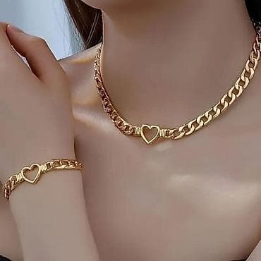 rolex sat cena: Komplet nakita – ogrlica i narukvica sa privjeskom u obliku srca - — 3