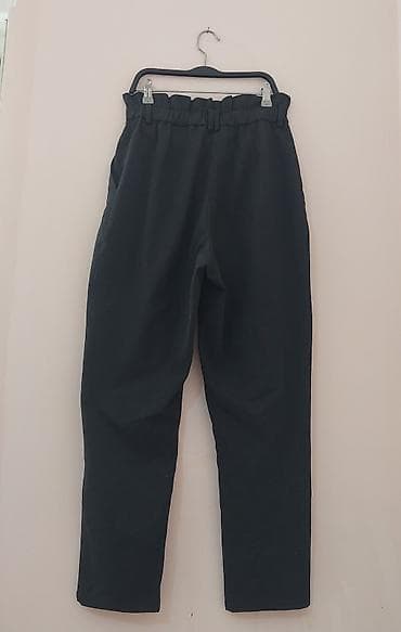 Pants: Ženske pantalone – tamnosive, visok struk - Kroj: ravna nogavica — 2