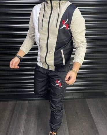 crno beli tech fleece: Set, S (EU 48), Jordan, color - Multicolored, Microfibre — 1