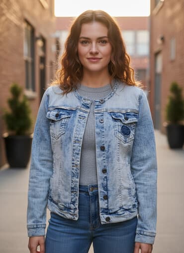 tommy hilfiger kaput: Ženska teksas jakna bez kragne – GINA BENOTTI (veličina 44) - Svetlo — 1