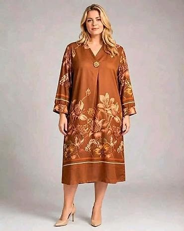 bata torbe: Elegantna midi haljina sa cvetnim printom - Kroj: ravna, komotna — 2