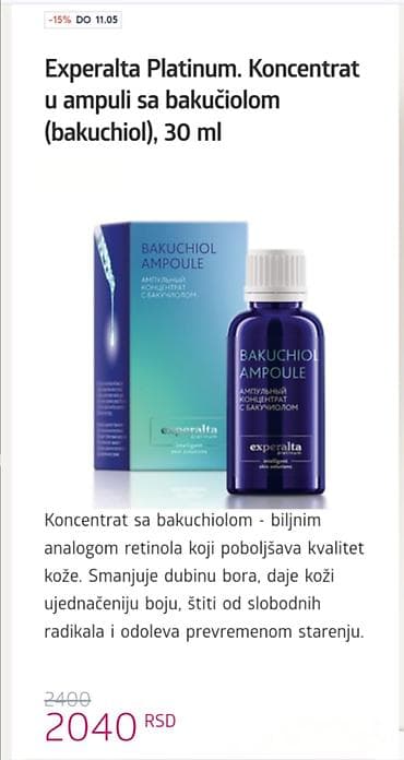 Experalta Platinum – Koncentrat u ampuli sa bakučiolom (Bakuchiol