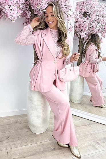 🔥Ženski komplet – prsluk sako kroja + široke pantalone - Elegantan