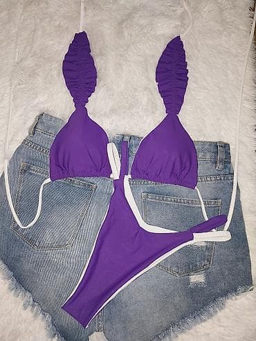 Lepota i nega: Ženski dvodelni kupaći kostim – roze/belo - Gornji deo: trouglasti — 5