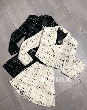 tweed komplet: Novo Komplet Tweed (Sako+Šorc) •Velicine:S M L •Boje:Bela i Crna — 1