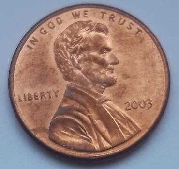 Američki novčić od 1 centa (Lincoln cent),unc, godina 2003. - Avers