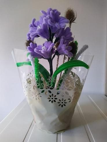 Sweatpants: Ručni aranžmani od plišanih žičica u saksiji - Dekorativni cvetni — 8