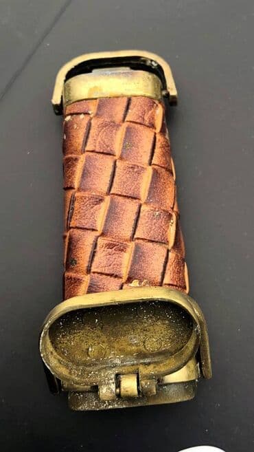 Bicikli: Vintage mesingana futrola za upaljač sa kožnim omotačem Stara futrola — 2