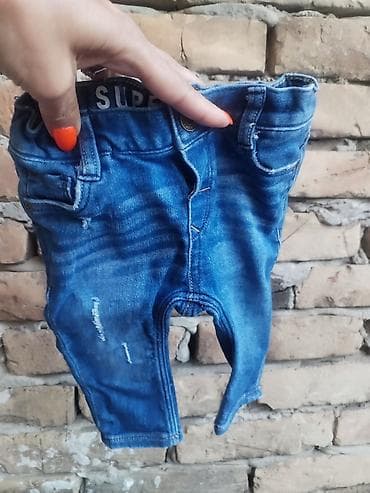 prugasti kompleti: Dečiji komplet – vel. 68 - Farmerke od mekanog, elastičnog denima — 1