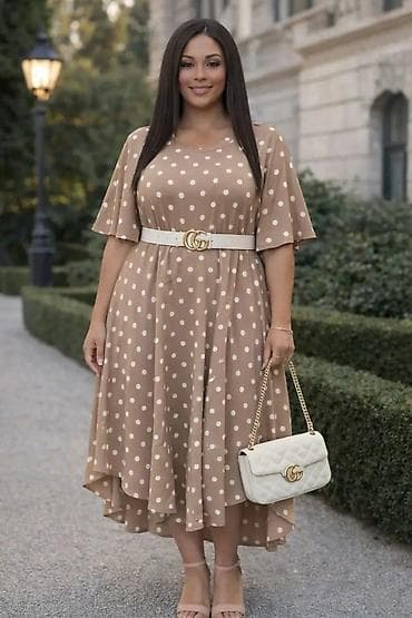 elegantni bodi: Haljina sa tufnama – midi, A-kroja - Model: lepršava midi haljina sa — 4