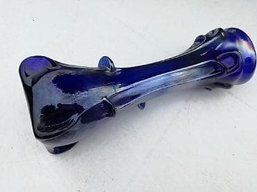 peskarenje stakla: Stara Unikatna Kobaltna Plava Vaza Murano broj 3. Visina 28 cm — 4