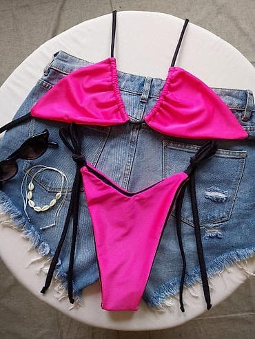 bonatti kostimi: Bikini set – jarko pink trodelni model (top + gaćice) - Gornji deo — 4