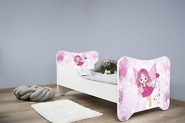 stalaže za knjige: Dečiji krevet 160x80 cm HAPPY KITTY FAIRY - Dizajn: veseli roze motiv — 1