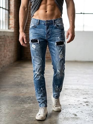 bluza s: Muške farmerke sa poderotinama i prskanim efektom boje - Model — 1