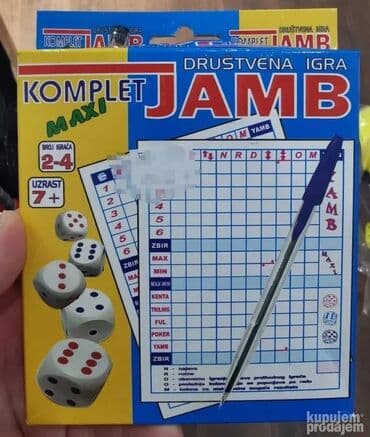 Društvene igre: Novo u ogrinalnom pakovanju društvena igra jamb. U setu se nalaze: - — 1