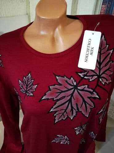 c a tunike: 3XL (EU 46), Viscose, Floral, Single-colored, color - Burgundy — 2