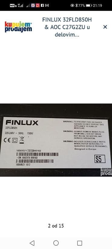 filter za usisivac aquafilter 1500: FINLUX 32FLD850H – delovi: - Main board: 17MB45M-3 - Power board — 3