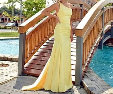 haljine sa perjem beograd: M, bоја - Žuta, Večernji, maturski, Na bretele — 1