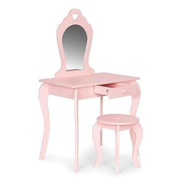 fisher price zirafa: Veliki drveni sto za šminkanje za devojčice sa ogledalom, Pink – — 3