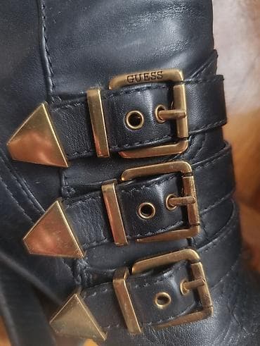 opposite shoes kragujevac: GUESS Luluby ( ženske kožne gležnjače na štiklu - Model: crne — 2