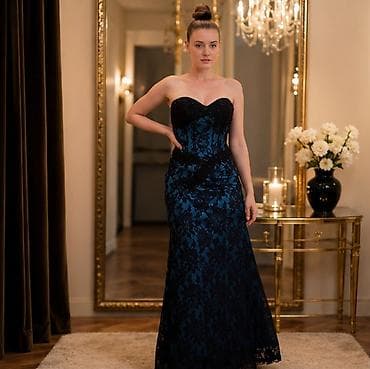 majice sa cipkom: Elegantna večernja haljina bez bretela u sirena kroju. Osnova je — 1