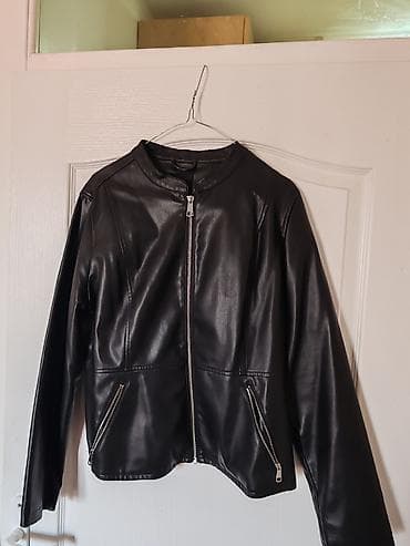 Crna ženska jakna od eko-kože (bajker stil bez kragne) - Materijal