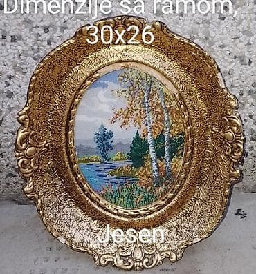 kupujem domaca jaja: Set od 3 ukrasna zidna taba sa goblenima – “Proleće”, “Leto”, “Jesen” — 3