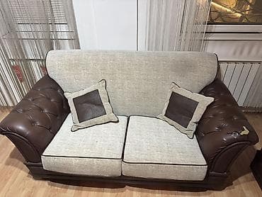 kozne garniture polovne: Dvosed, trosed i fotelja na prodaju. Kombinacija stofa i eko koze — 3
