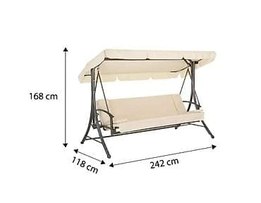 Food products: Trosed ljuljaška za dvorište sa tendom – bež - Prostrana trosed — 2