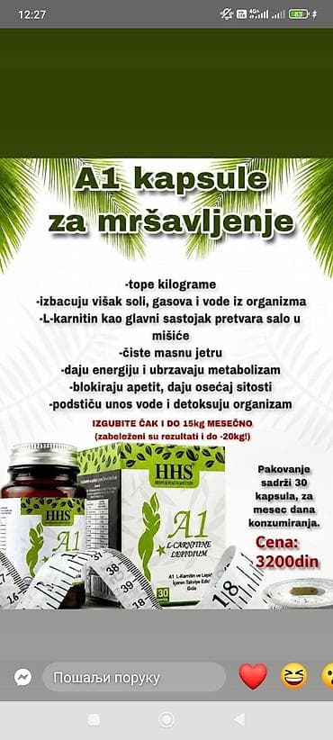 HHS A1 kapsule za mršavljenje – L‑Carnitine Lepidium - Formulacija sa