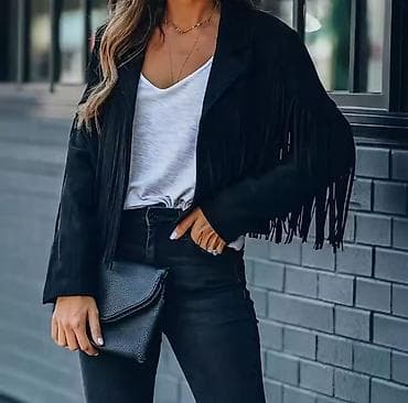 Sakoi: 🔥Ženska jakna sa resama – kroj biker/boho - Materijal: imitacija — 3