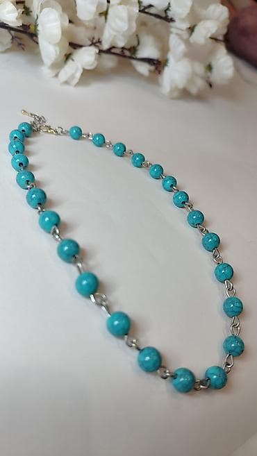 pepco kutije za nakit: Ogrlica sa tirkiznim perlama - Ručno nizana ogrlica od okruglih — 4
