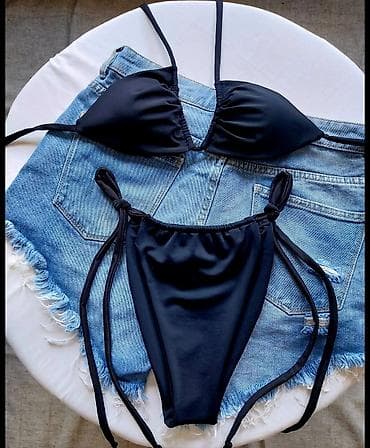roberto cavalli deca: Crni bikini set – trodelni - Gornji deo: klasičan trouglasti bikini — 4