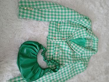 Zeleni komplet: ženski blejzer i mini torba - Blejzer od tkanog tvida