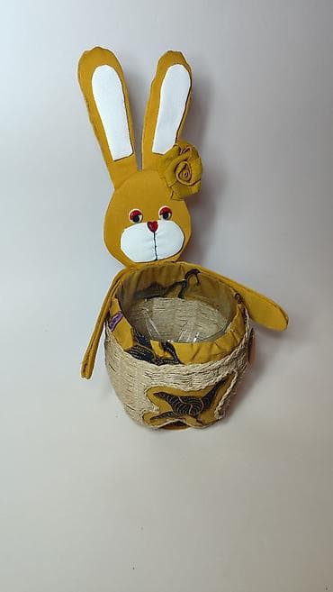 Slike i ramovi: Dekorativna korpa u obliku zeke - Ručno rađena korpica sa glavom i — 4