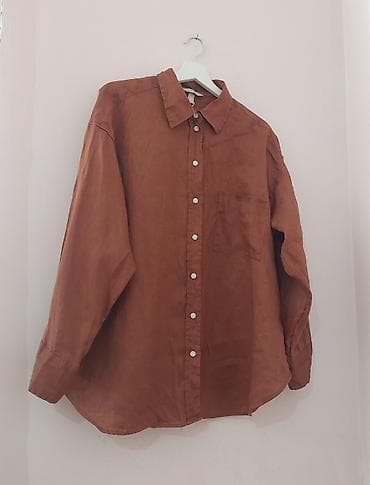 Košulja od rustično braon tkanine, dugi rukavi - Kroj